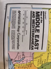 Mappa stampa a colori gigante Mediterraneo e Medio Oriente #9973 mappa americana Co 47” X 25”