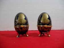 UOVA DA COLLEZIONE STILE FABERGE DECORI EGIZI CERAMICA PORCELLANA VINTAGE NAWAR