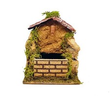 Fontana per presepe con tetto e mattoni dotato di pompa acqua e vaschetta