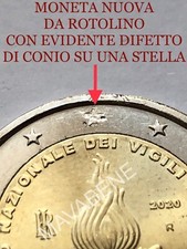 ITALIA 2020 VIGILI DEL FUOCO MONETA 2 EURO NUOVA DA ROTOLINO❗️DIFETTO DI CONIO❗️