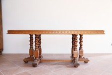 tavolo stile rinascimento gambe torciglione sedie 6x rocchetto noce XX anni 60