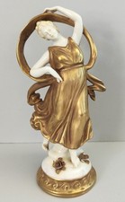 SCULTURA Ballerina STATUINA CERAMICA BIANCA DORATA epoca '900 Ginori Capodimonte