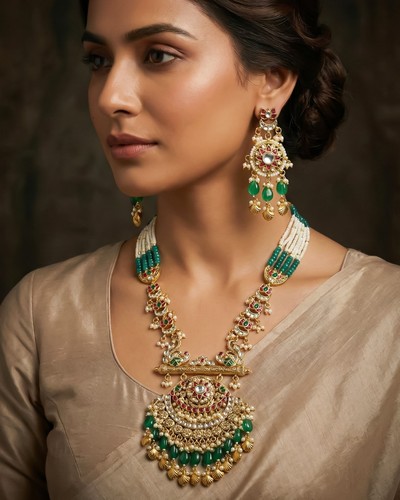 Set collana kundan perle verdi - perle,