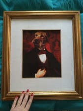 cornice Vintage con passepartout E Stampa Di Cane Vestito Stile Lord Inglese