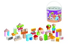Eichhorn 100002226 - Secchiello con Mattoncini di Legno Colorati, 50 Pezzi