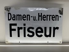 INSEGNA SMALTATA BOMBATA VINTAGE BARBIERE FRISEUR TEDESCA