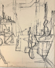 ALBERTO GIACOMETTI LITOGRAFIA  ATELIER 1954 FIRMATA LITHO