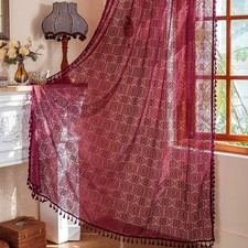 Burgundy Lace Curtain 63 Inch