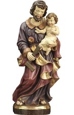 STATUA DI SAN GIUSEPPE CM 20 SCOLPITO IN LEGNO DELLA VALGARDENA DECORATO A MANO