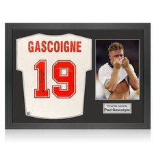 Maglia Inghilterra 1990 autografata da Paul Gascoigne. Cornice dell'icona