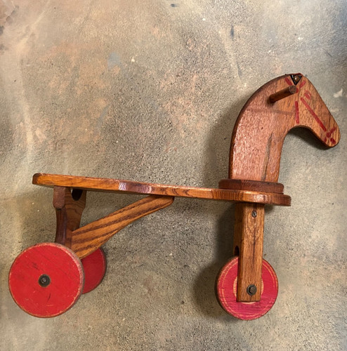Antique childs wooden horse - childs,