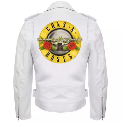 Giubbino pelle bianco guns - bianco,