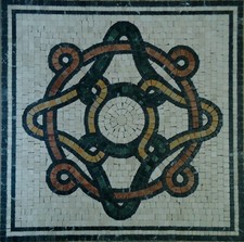 PREZIOSO Medaglione Rosone in Mosaico Marmo Disegno Esclusivo. Tessere Piccole!