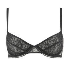 Reggiseno con ferretto La Perla $370 nuovo con etichette originale 34 D US 2 IT Spell on You nero pizzo trasparente