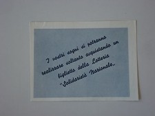 advertising Pubblicità 1947 LOTTERIA SOLIDARIETA' NAZIONALE
