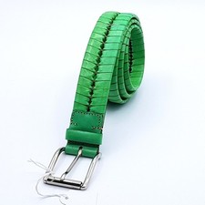 Cintura Uomo Stefano Corsini in vera Pelle Intrecciata Verde Smeraldo H 3,5 cm