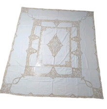 Tovaglia/Copriletto Matrimoniale Ricamata a Mano Rettangolare 265x225 cm 