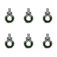 Mini Corona Vacanze da Appendere da Interno con Fiocco Rosa e Casale Rustico