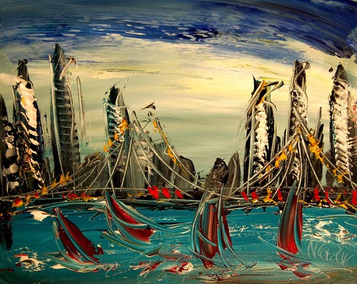 Stormy city impressionist - city,