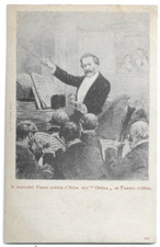 CARTOLINA DI TEATRO ,IL MAESTRO VERDI DIRIGE L'AIDA ALL'OPERA' DI PARIGI (1880)