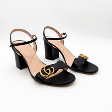 Gucci Marmont GG sandali neri in pelle tacco a blocco EU 39 US 9