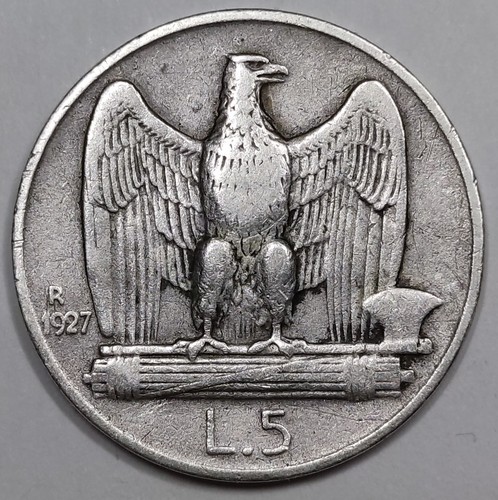Monnaie argent lire 1927 r - 5,