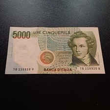 Vecchia Banconota Repubblica Italiana 5000 Lire Bellini Lotto A94 