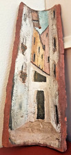 ANTICA VERA TEGOLA ARTISTICA DIPINTA A MANO già forata x essere appesa FIRMATA