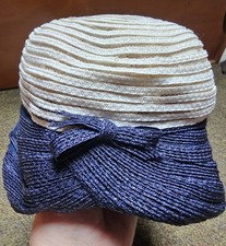 Cappello donna blu/bianco
