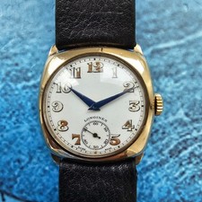 Orologio da uomo vintage Longines Cushion in oro massiccio 9 carati carica ma...