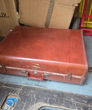 Vintage Samsonite Valigia 1950's Luggage Leather Brown Suitcase Pelle