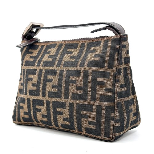 Fendi pouch canvas zucca pelle - pouch,