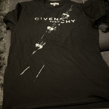 T-shirt Givenchy Paris logo invecchiato stampa catena nera taglia XL 