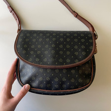 Borsa Pollini Postina con tracolla Sella Saumur vintage in canvas monogram