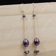 Orecchini pendenti compleanno perle grigie fatte a mano gioielli in argento...