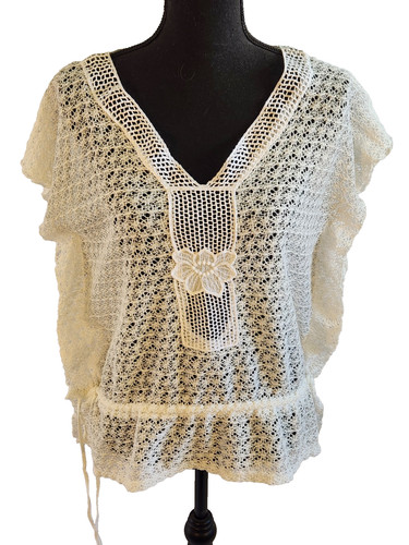Maglia aperta bianca pizzo