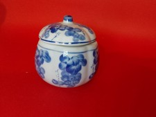 Zuccheriera in ceramica bianca blu T. Kopenaghen altezza 8,5 cm vintage