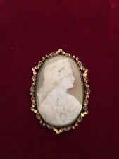 Antique Cameo Large Brooch Gilt Metal Carved Shell Victorian. Cammeo Antico