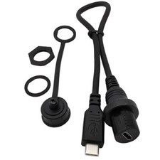 USB C 3.1 Male to Female Waterproof Kit Car Dash Panel Mount Adapter Flush Cable
