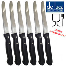 6 COLTELLI DA TAVOLA DE LUCA NERI A PUNTA CURVA IN ACCIAIO INOX PER ALIMENTI