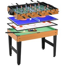 HOMCOM Tavolo da Gioco 4 in 1 Calcio Balilla Biliardo Ping Pong Hockey da Tavolo