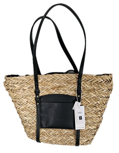 Borsa tote bag paglia nera - bag,