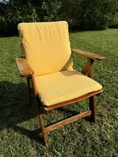 N. 4 Sedie da Giardino Ripiegabili Foppa Pedretti in legno di iroko + cuscini