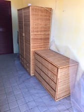 armadio 2 ante con cassetti  e como' 4 cassetti in bambou e vimini