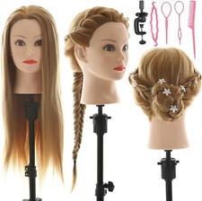 Testa Parrucchiere 66cm Capelli Sintetici Morbidi  Staffa Accessori Acconciature