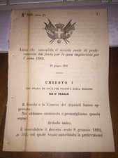 LEGGE CONVALIDA DEC PREL 1882 X FABBRICAZIONE FUCILI MOSCHETTI OG BUFFETTERIA