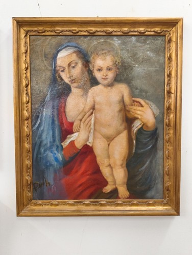Dipinto olio tela madonna - olio, su