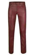 Jeans uomo biker vera pelle bordeaux o mucca pantaloni eleganti e sexy stile 501 nuovi