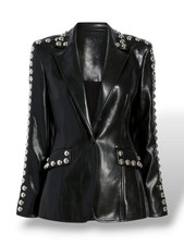 Giacca blazer pelle vegan con