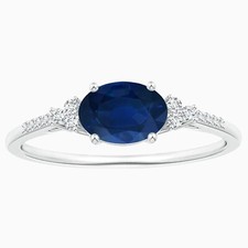 Anello solitario zaffiro blu